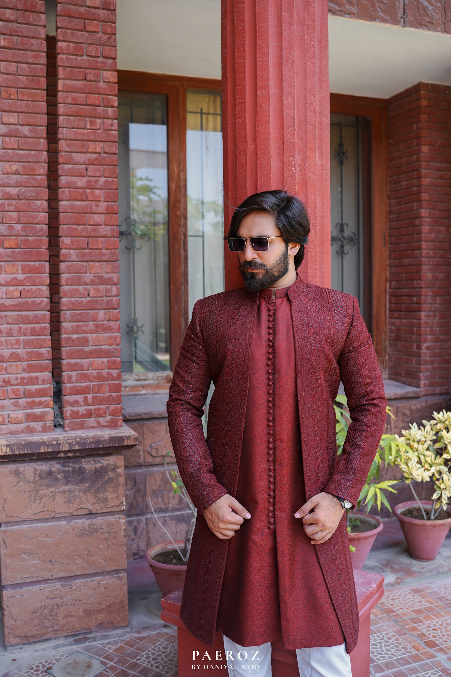 MAHROON DESIGNER SHERWANI (CELEBRITY SPECIAL)