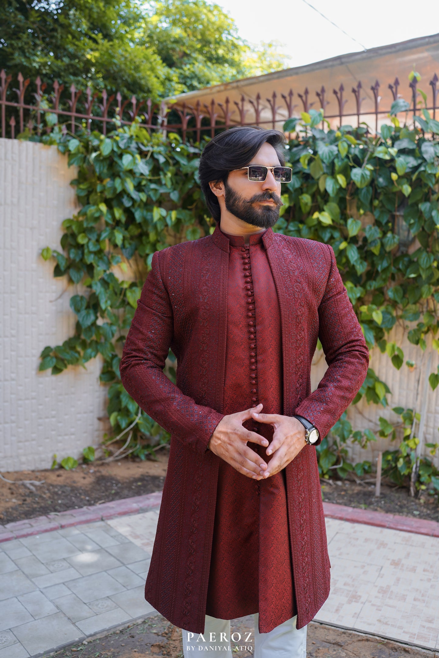 MAHROON DESIGNER SHERWANI (CELEBRITY SPECIAL)