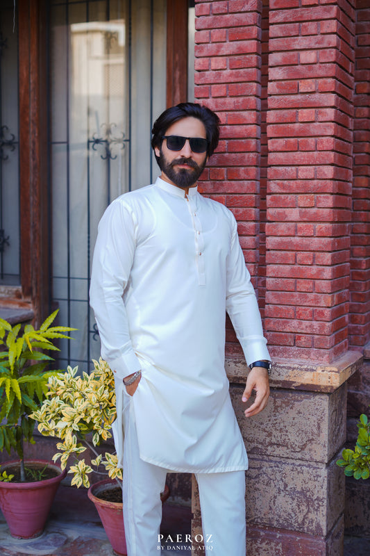 Plain Off White Kurta Pajama