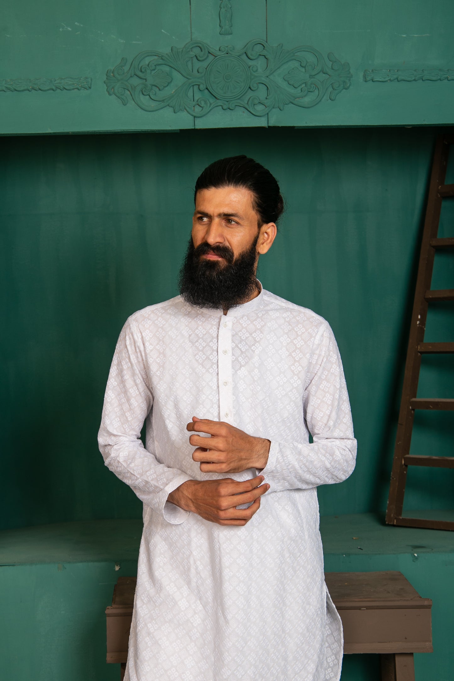 Off White CHIKANKARI KURTA