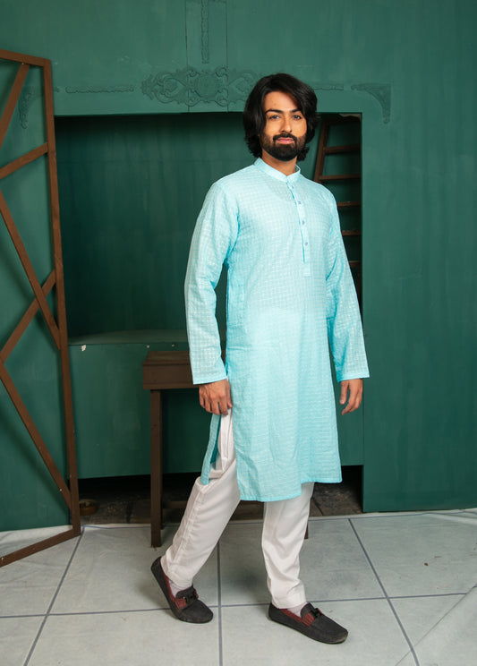 Sky Blue CHIKANKARI KURTA