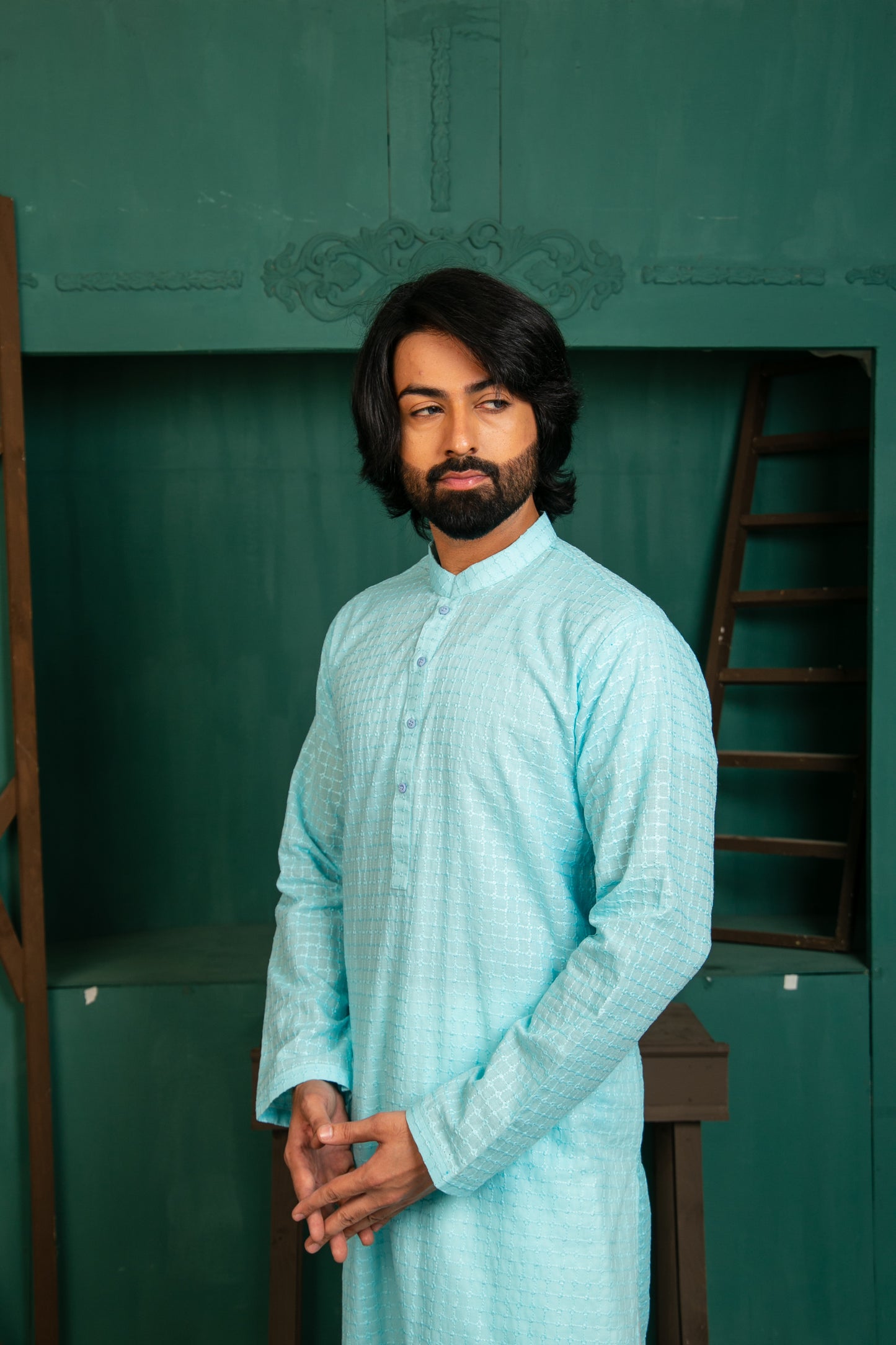 Sky Blue CHIKANKARI KURTA