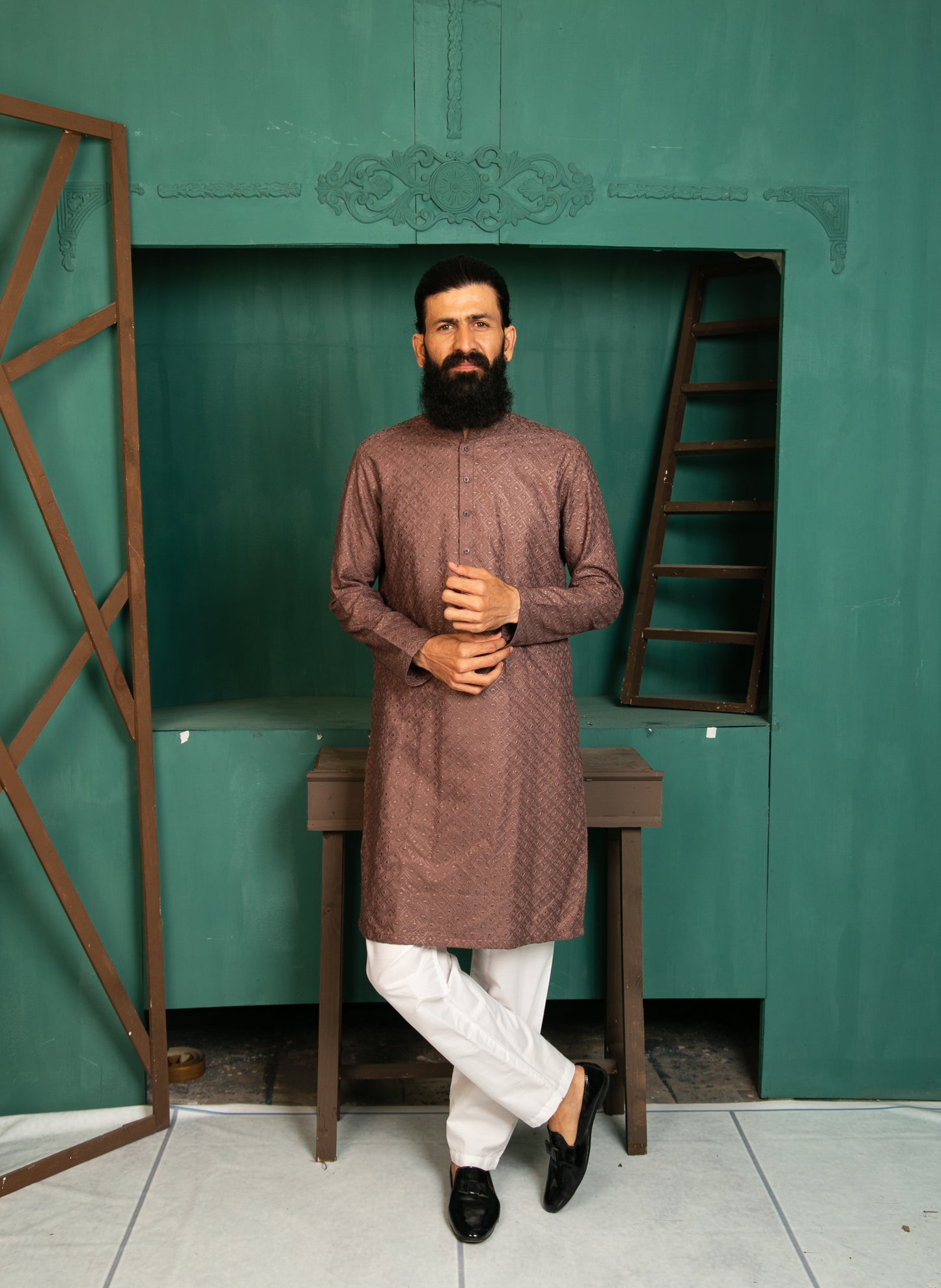 Brown CHIKANKARI KURTA