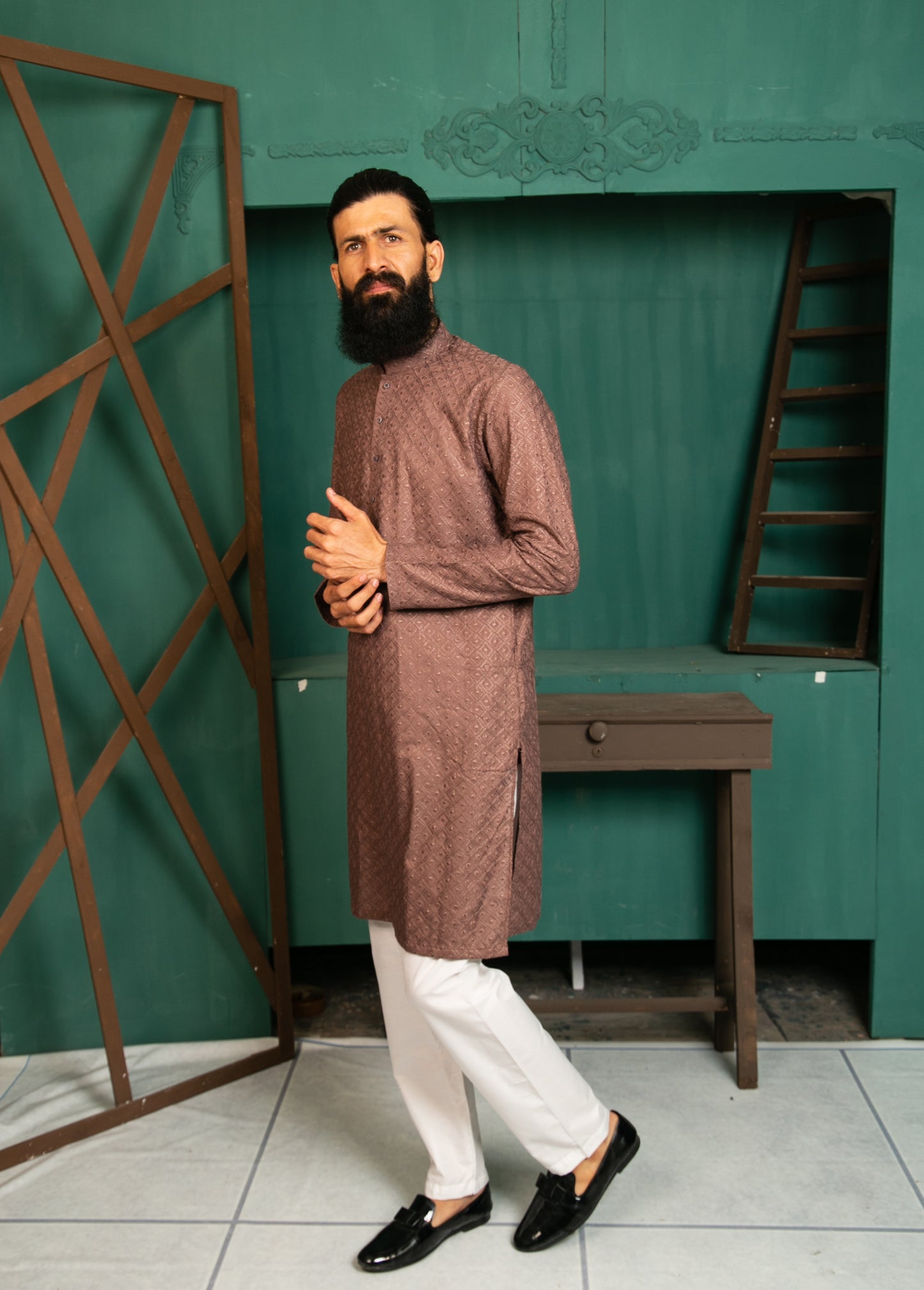 Brown CHIKANKARI KURTA