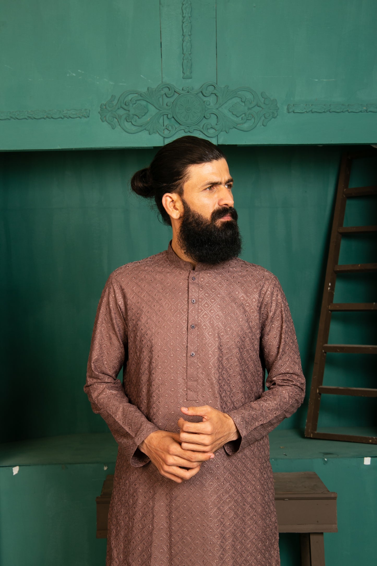 Brown CHIKANKARI KURTA