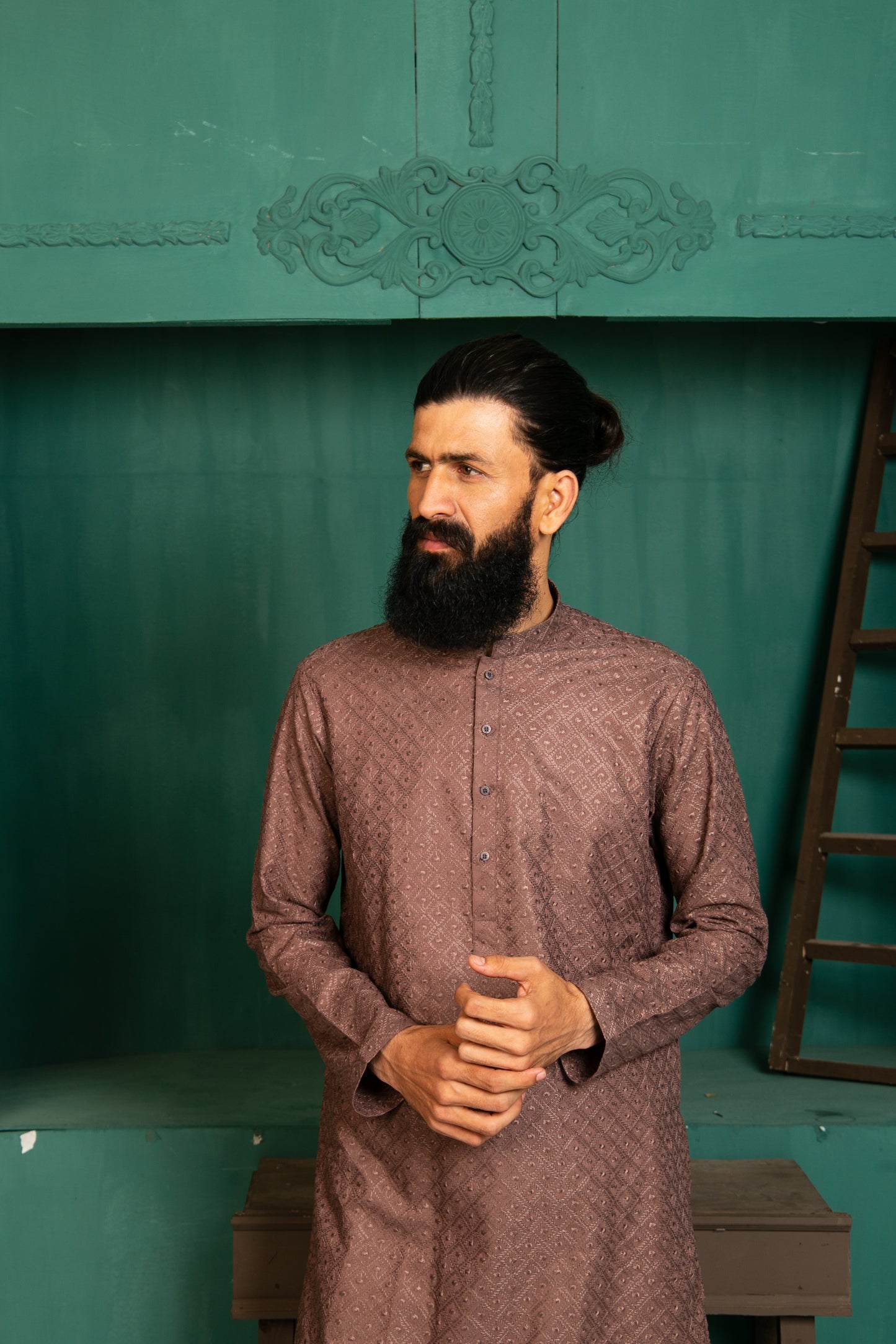 Brown CHIKANKARI KURTA