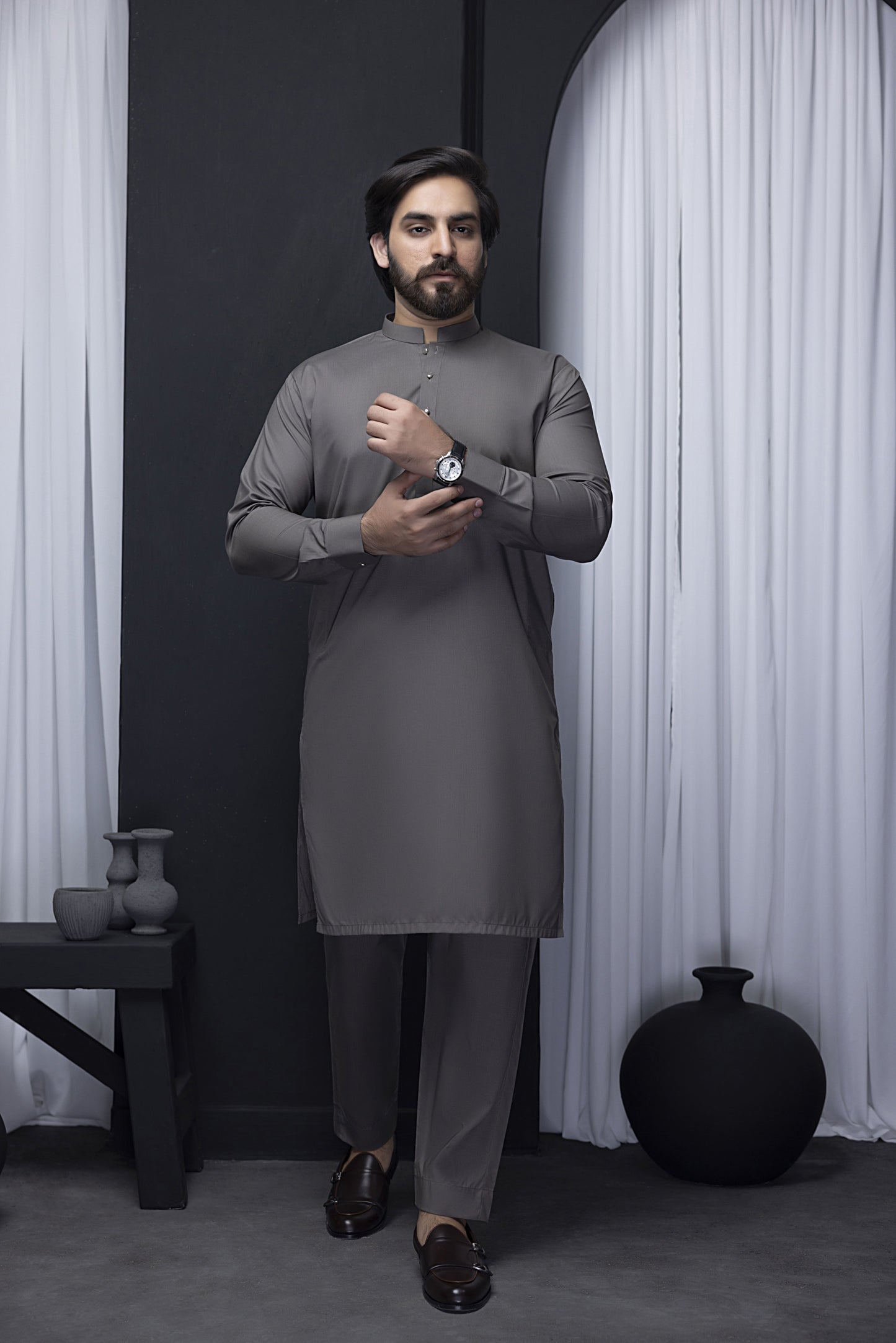 Ash Grey Kurta with Matching Pant Pajama