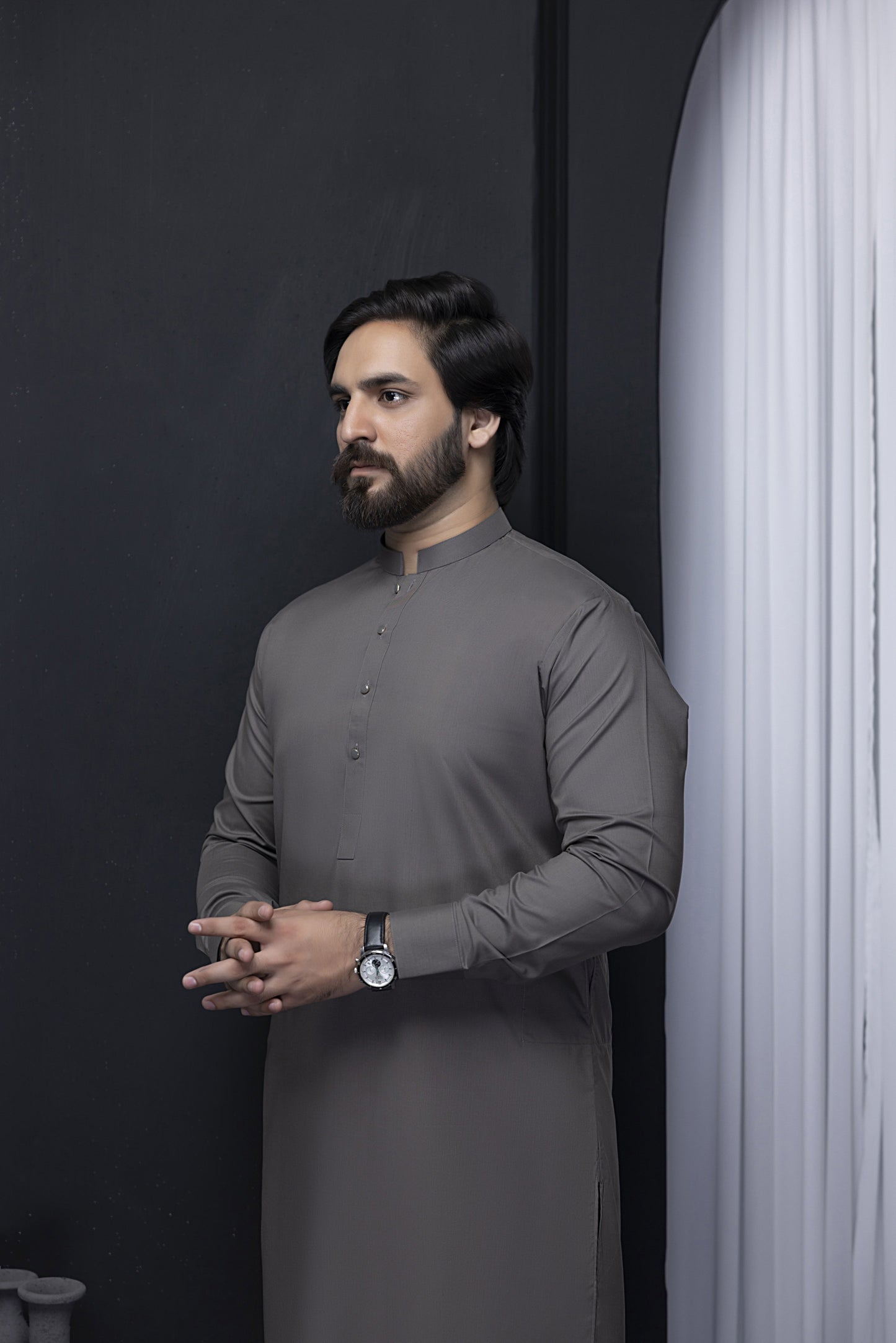 Ash Grey Kurta with Matching Pant Pajama