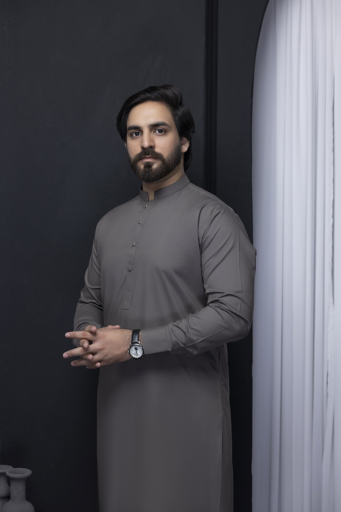 Ash Grey Kurta with Matching Pant Pajama